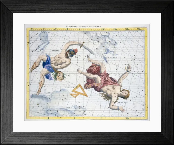 Framed Print : Constellations of Perseus and Andromeda, 1729 Framed Print : Constellations of Perseus and Andromeda, 1729