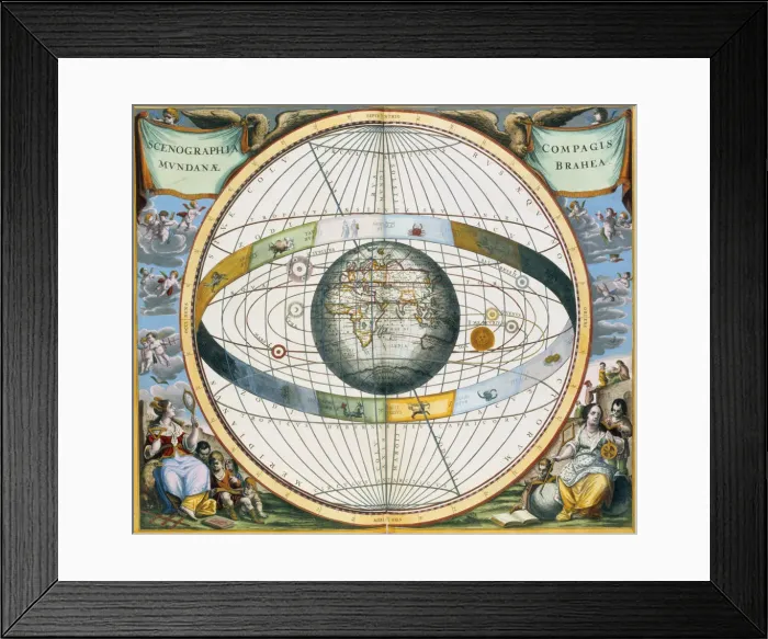 Framed Print : Map showing Tycho Brahes system of planetary orbits around the Earth, 1660-1661 Framed Print : Map showing Tycho Brahes system of planetary orbits around the Earth, 1660-1661