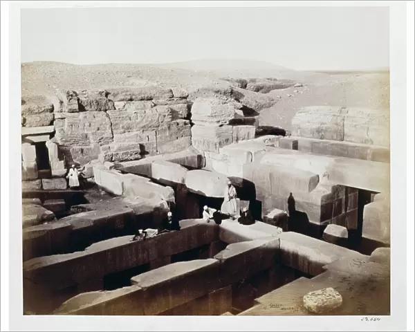 An excavated temple at the foot of the Sphinx, Giza, Egypt, 4th March 1862. Artist