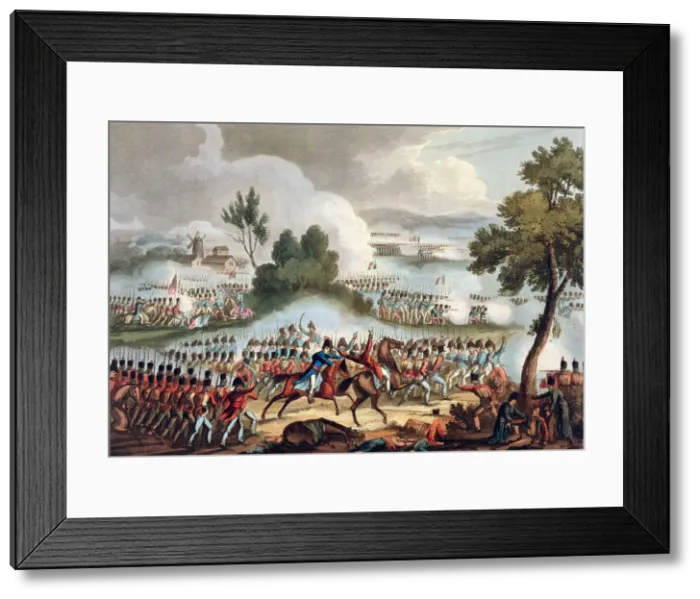 Framed Print : The Left Wing of the British army in Action at the Battle of Waterloo, June 18th 1815 Artist