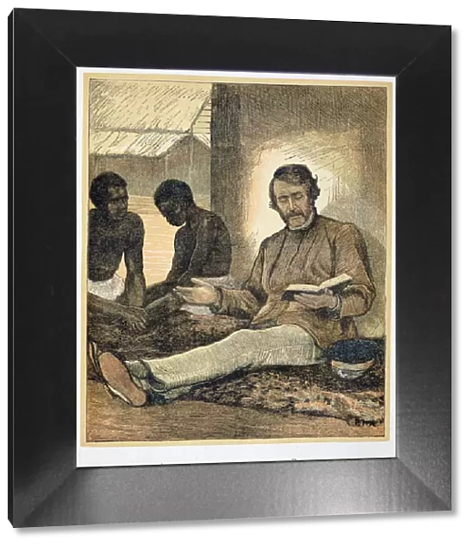 David Livingstone reading the Bible, Africa, 19th century