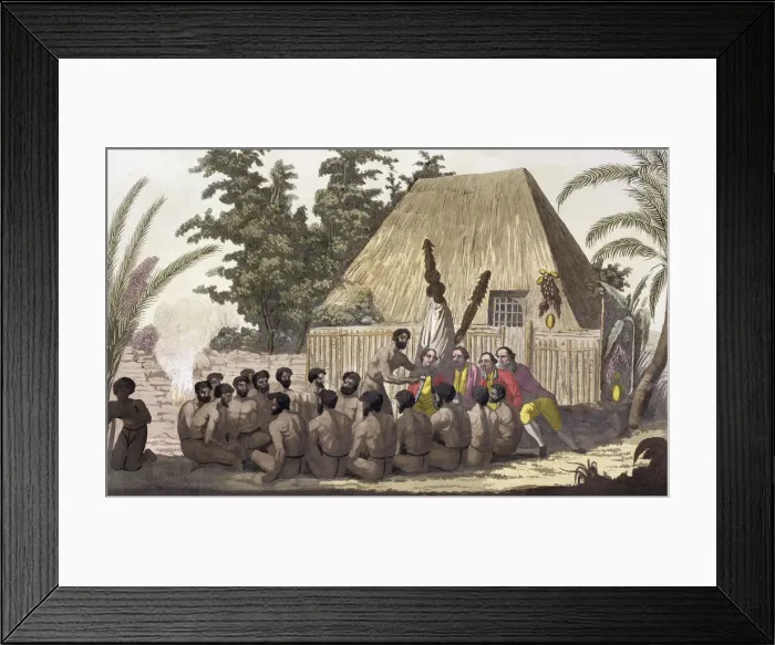 Framed Print : Captain Cook observes an Offering, Sandwich Islands, 1778-1779 (19th century) Framed Print : Captain Cook observes an Offering, Sandwich Islands, 1778-1779 (19th century)