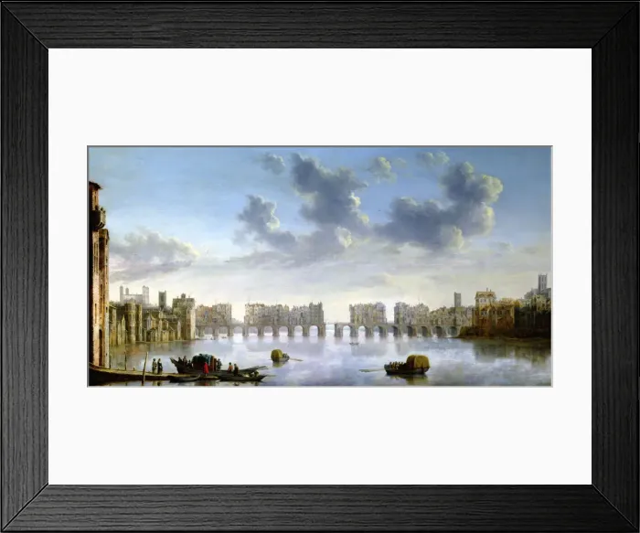 Framed Print : Old London Bridge, c1630. Artist: Claude Jongh Framed Print : Old London Bridge, c1630. Artist: Claude Jongh