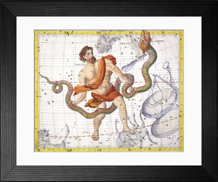 Framed Print : Constellation of Ophiucus, 1729 Framed Print : Constellation of Ophiucus, 1729