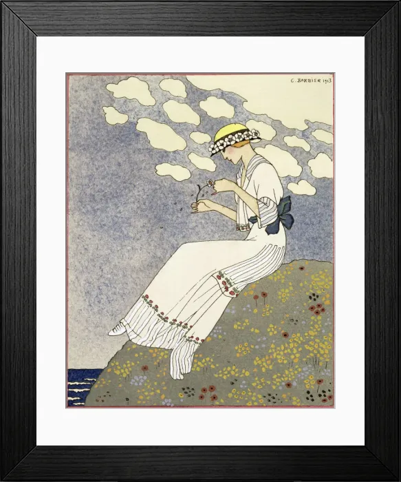 Framed Print : Design for a country dress by Maison Paquin, 1913. Artist: Georges Barbier Framed Print : Design for a country dress by Maison Paquin, 1913. Artist: Georges Barbier