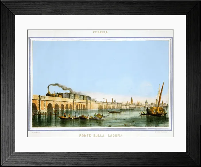 Framed Print : Bridge over the Lagoon, Venice, Italy, c1850. Artist: Giovanni Pividor Framed Print : Bridge over the Lagoon, Venice, Italy, c1850. Artist: Giovanni Pividor