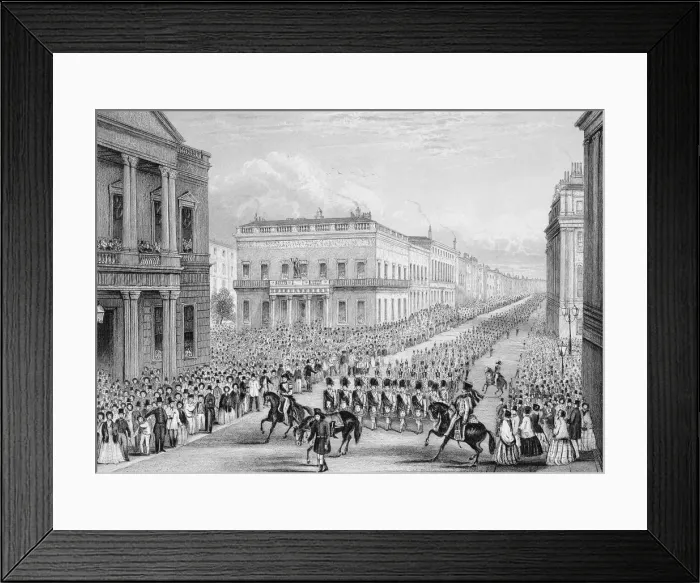 Framed Print : Wellingtons funeral procession passing the Senior United Service Club, Pall Mall, London, 1852 Framed Print : Wellingtons funeral procession passing the Senior United Service Club, Pall Mall, London, 1852