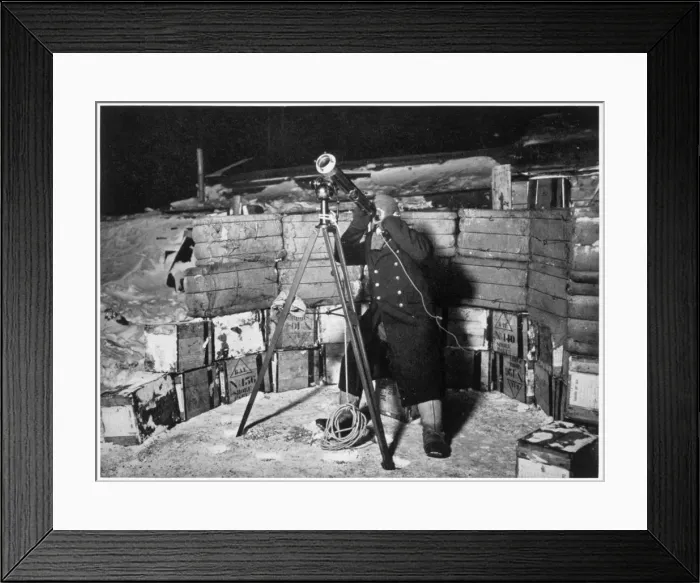 Framed Print : Commander Evans observing an Occulation of Jupiter, Antarctica, 1910-1912. Artist Framed Print : Commander Evans observing an Occulation of Jupiter, Antarctica, 1910-1912. Artist