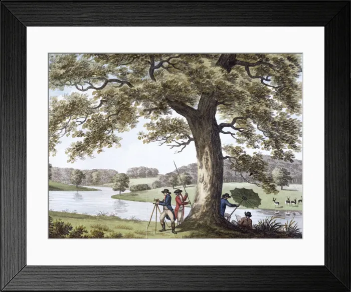 Framed Print : Humphry Repton surveying with a theodolite, late 18th-early19th century Framed Print : Humphry Repton surveying with a theodolite, late 18th-early19th century