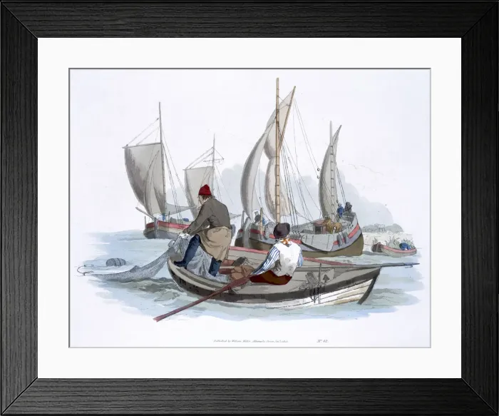 Framed Print : British fishermen, 1805. Artist: William Henry Pyne Framed Print : British fishermen, 1805. Artist: William Henry Pyne