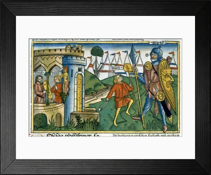 Framed Print : David defeats Goliath and meets Saul Framed Print : David defeats Goliath and meets Saul
