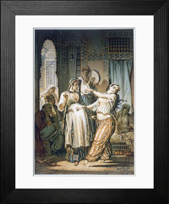 Framed Print : Egyptian belly dancer, Cairo, 1862. Artist: Amadeo Preziosi Framed Print : Egyptian belly dancer, Cairo, 1862. Artist: Amadeo Preziosi