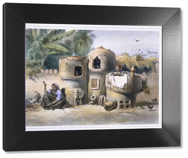 Peasant dwellings in Upper Egypt, 1848. Artist: Eugene Leroux