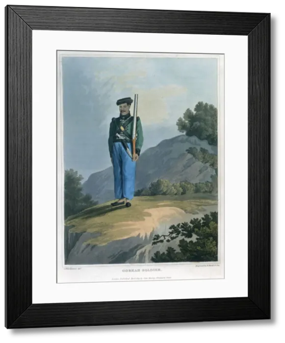 Framed Print : Gorkah Soldier, 1819. Artist: Havell & Son Framed Print : Gorkah Soldier, 1819. Artist: Havell & Son