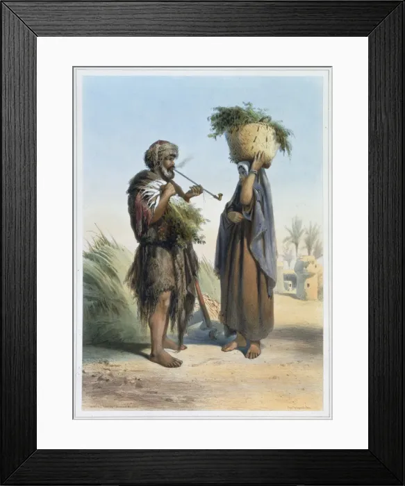 Framed Print : Fellah man and woman, 1848. Artist: Mouilleron Framed Print : Fellah man and woman, 1848. Artist: Mouilleron