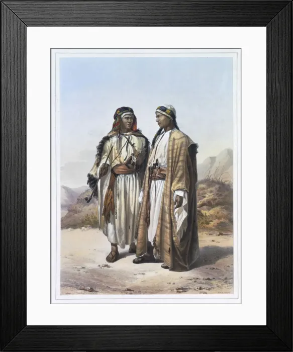 Framed Print : A Mahazi and a Soualeh Bedouin, 1848. Artist: Charles Bour Framed Print : A Mahazi and a Soualeh Bedouin, 1848. Artist: Charles Bour