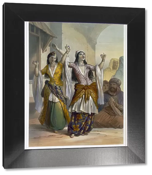 Egyptian dancing girls performing the Ghawazi at Rosetta, Egypt, 1848