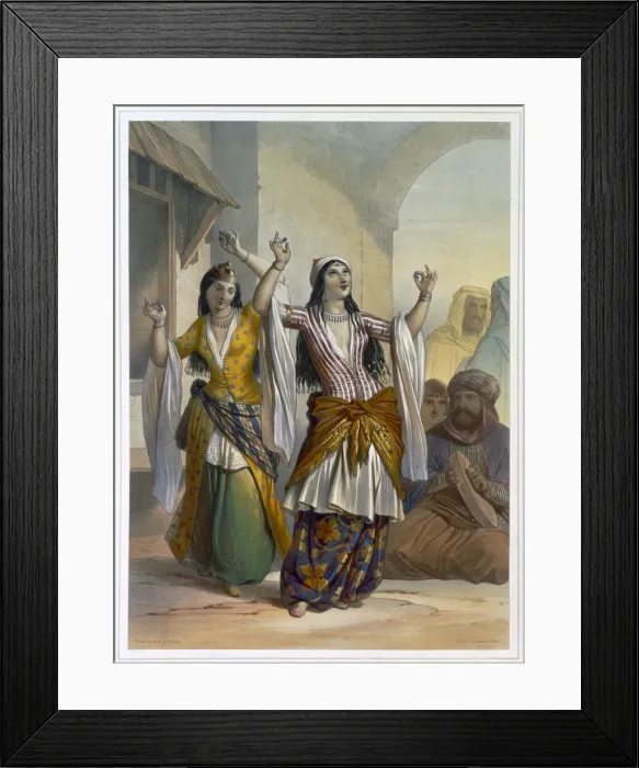 Framed Print : Egyptian dancing girls performing the Ghawazi at Rosetta, Egypt, 1848 Framed Print : Egyptian dancing girls performing the Ghawazi at Rosetta, Egypt, 1848