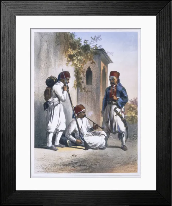 Framed Print : Nizamior, regular troops of the Turkish army at Kanka, Egypt, 1848. Artist: Mouilleron Framed Print : Nizamior, regular troops of the Turkish army at Kanka, Egypt, 1848. Artist: Mouilleron