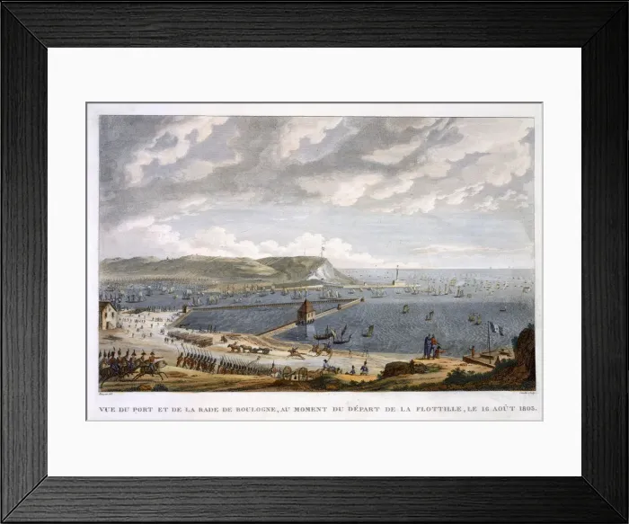 Framed Print : View of the Port and the Roadstead of Boulogne at the Departure of the Flotilla, 16 August 1803 Framed Print : View of the Port and the Roadstead of Boulogne at the Departure of the Flotilla, 16 August 1803