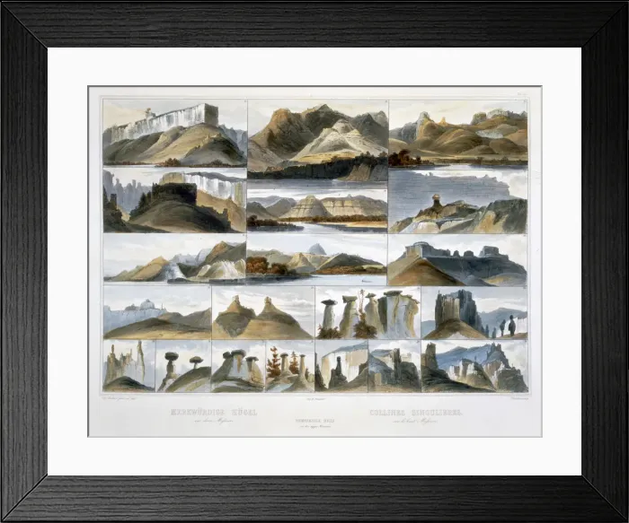 Framed Print : Remarkable Hills on the Upper Missouri, 1844. Artist: Friedrich Salathe Framed Print : Remarkable Hills on the Upper Missouri, 1844. Artist: Friedrich Salathe