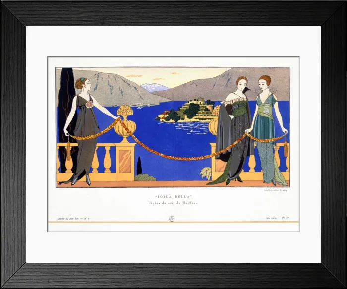 Framed Print : Isola Bella, evening dresses designed by Redfern, 1914. Artist: Georges Barbier Framed Print : Isola Bella, evening dresses designed by Redfern, 1914. Artist: Georges Barbier