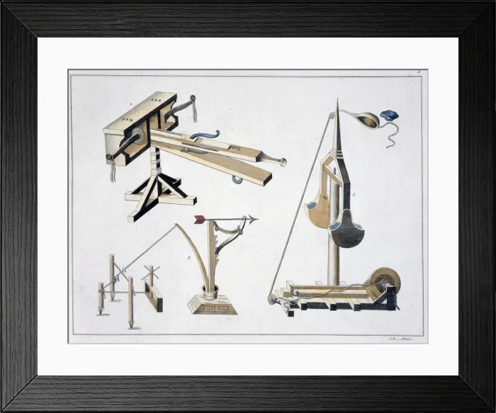 Framed Print : Siege weapons, 1842. Artist: Friedrich Martin von Reibisch Framed Print : Siege weapons, 1842. Artist: Friedrich Martin von Reibisch