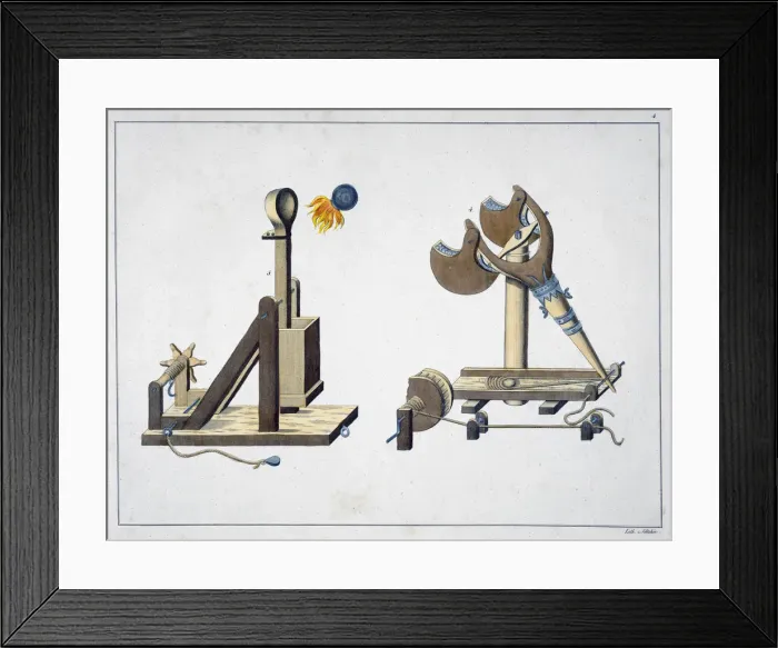 Framed Print : Siege catapults, 1842. Artist: Friedrich Martin von Reibisch Framed Print : Siege catapults, 1842. Artist: Friedrich Martin von Reibisch