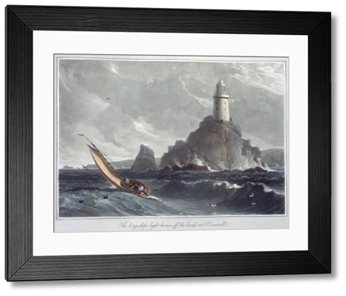 Framed Print : The Longships Lighthouse off the Lands End, Cornwall, 1814. Artist: William Daniell Framed Print : The Longships Lighthouse off the Lands End, Cornwall, 1814. Artist: William Daniell