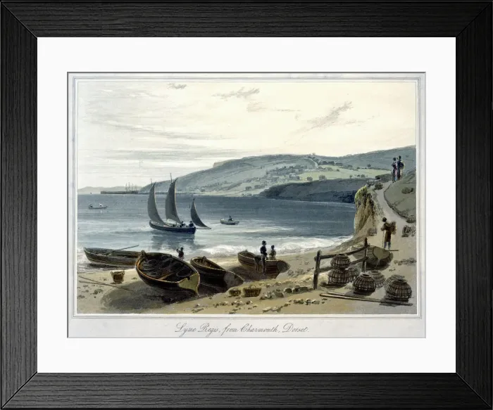 Framed Print : Lyme Regis, from Charmouth, Dorset, 1814-1825. Artist: William Daniell Framed Print : Lyme Regis, from Charmouth, Dorset, 1814-1825. Artist: William Daniell