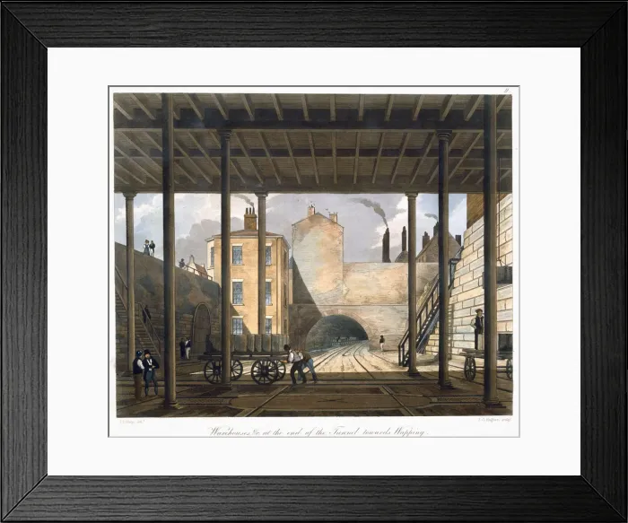 Framed Print : Warehouses etc at the end of the Tunnel towards Wapping, Liverpool, 1832-1833 Framed Print : Warehouses etc at the end of the Tunnel towards Wapping, Liverpool, 1832-1833