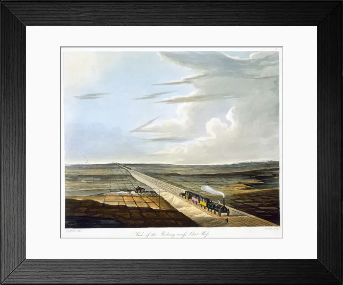 Framed Print : View of the Railway across Chat Moss, Liverpool and Manchester Railway, 1833 Framed Print : View of the Railway across Chat Moss, Liverpool and Manchester Railway, 1833