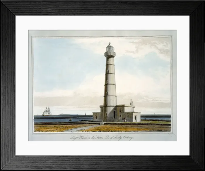 Framed Print : Lighthouse on the Start, Isle of Sandy, Orkney, 1821. Artist: William Daniell Framed Print : Lighthouse on the Start, Isle of Sandy, Orkney, 1821. Artist: William Daniell