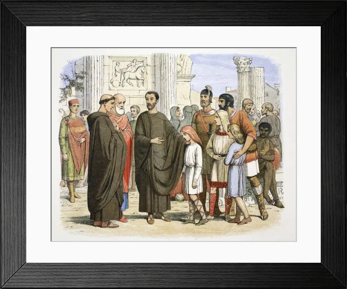 Framed Print : St Gregory the Great and the English slaves at Rome, 590 (1864) Framed Print : St Gregory the Great and the English slaves at Rome, 590 (1864)