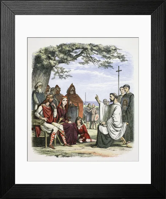 Framed Print : Augustine preaching before King Ethelbert, 597 (1864). Artist: James William Edmund Doyle Framed Print : Augustine preaching before King Ethelbert, 597 (1864). Artist: James William Edmund Doyle