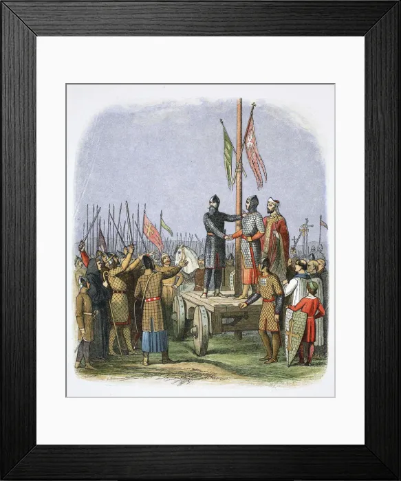 Framed Print : The oath of Walter l Espec, Cowton Moor, near Northallerton, Yorkshire, 1138 (1864) Framed Print : The oath of Walter l Espec, Cowton Moor, near Northallerton, Yorkshire, 1138 (1864)