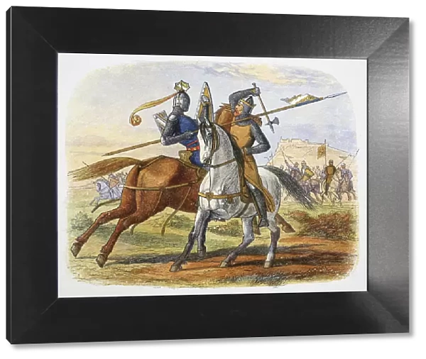 Robert the Bruce kills Sir Henry Bohun, Battle of Bannockburn, Scotland, 1314 (1864)
