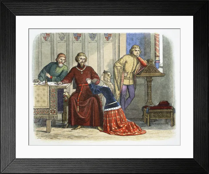 Framed Print : Queen Anne intercedes with Gloucester and Arundel for Sir Simon de Burley, 1388 (1864) Framed Print : Queen Anne intercedes with Gloucester and Arundel for Sir Simon de Burley, 1388 (1864)