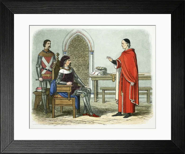 Framed Print : Sir William Gascoigne refuses to sentence a prelate or peer, 1405 (1864). Artist Framed Print : Sir William Gascoigne refuses to sentence a prelate or peer, 1405 (1864). Artist