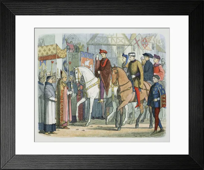Framed Print : Charles VI of France and Henry V of England welcomed by the clergy, Paris, 1420 (1864) Framed Print : Charles VI of France and Henry V of England welcomed by the clergy, Paris, 1420 (1864)