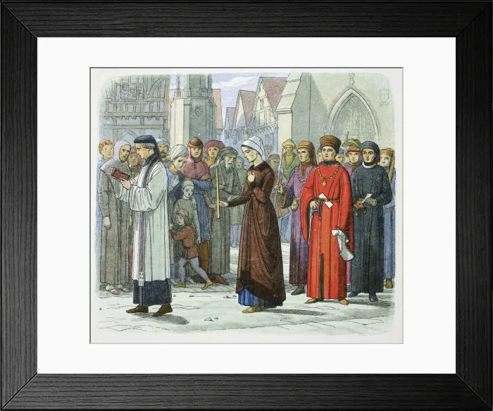Framed Print : The Duchess of Gloucester does penance, 1441 (1864). Artist: James William Edmund Doyle Framed Print : The Duchess of Gloucester does penance, 1441 (1864). Artist: James William Edmund Doyle