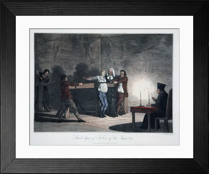 Framed Print : Second Degree of Torture of the Inquisition, 1813. Artist: LC Stadler Framed Print : Second Degree of Torture of the Inquisition, 1813. Artist: LC Stadler