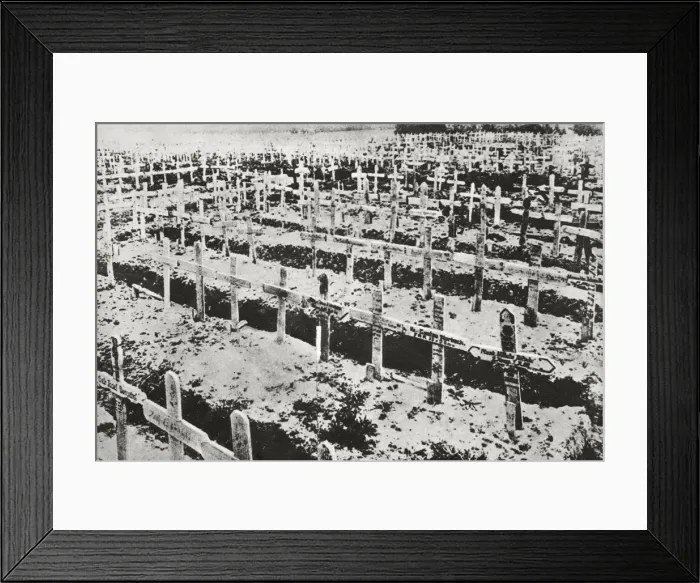 Framed Print : A German cemetery in France, World War I, c1914-c1918 Framed Print : A German cemetery in France, World War I, c1914-c1918