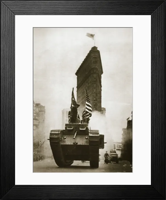 Framed Print : British tank Britannia on Fifth Avenue, New York City, USA, c1917-c1918. Artist Framed Print : British tank Britannia on Fifth Avenue, New York City, USA, c1917-c1918. Artist