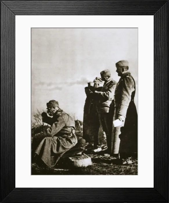 Framed Print : King Peter I of Serbia watching the retreat of his defeated army, 1914 Framed Print : King Peter I of Serbia watching the retreat of his defeated army, 1914