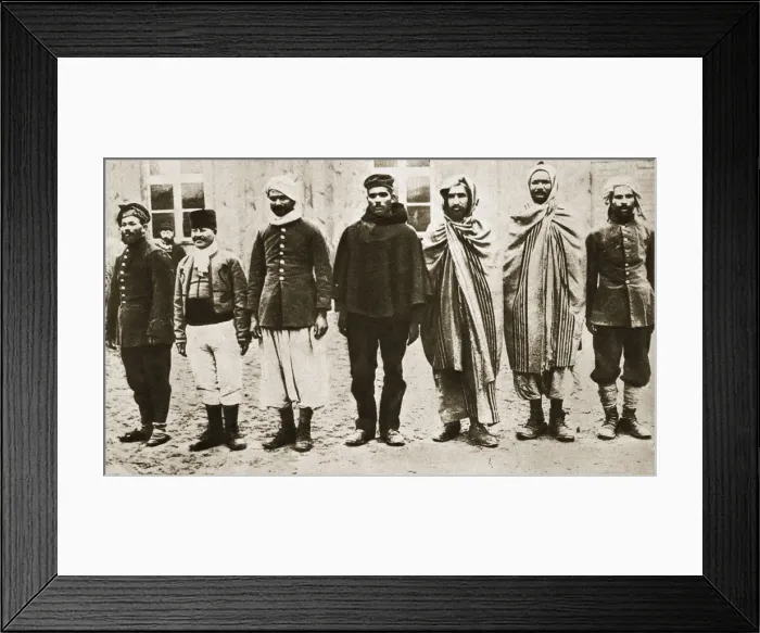 Framed Print : Captured French colonial soldiers in a German prison camp, World War I, c1914-c1918 Framed Print : Captured French colonial soldiers in a German prison camp, World War I, c1914-c1918