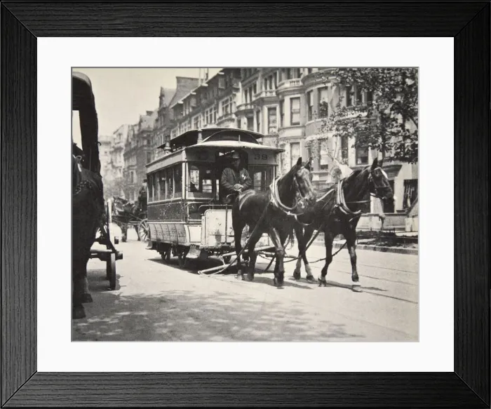 Framed Print : Horse-drawn tram, USA, early 1900s Framed Print : Horse-drawn tram, USA, early 1900s