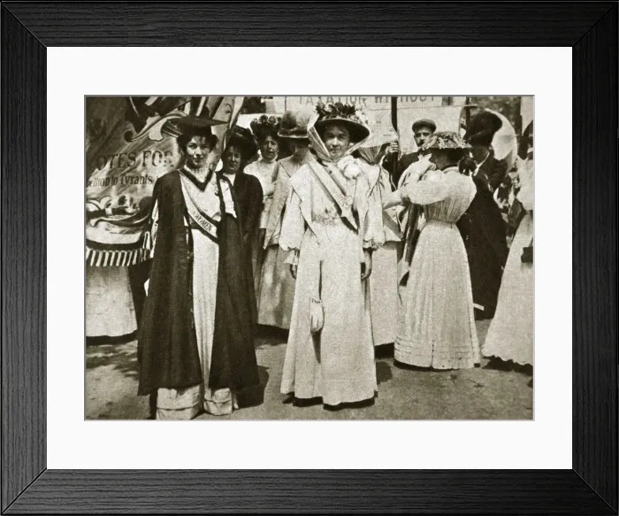 Framed Print : Emmeline Pethick-Lawrence and Emmeline Pankhurst, British suffragettes, 1908. Artist Framed Print : Emmeline Pethick-Lawrence and Emmeline Pankhurst, British suffragettes, 1908. Artist