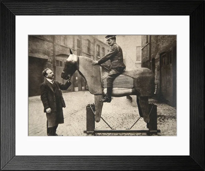 Framed Print : Training cavalrymen and artillerymen how to ride, World War I, c1914-c1918. Artist Framed Print : Training cavalrymen and artillerymen how to ride, World War I, c1914-c1918. Artist