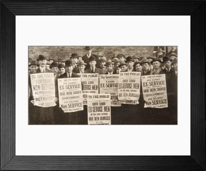Framed Print : Peaceful demonstration regarding the treatment of British ex-servicemen, 1923. Artist Framed Print : Peaceful demonstration regarding the treatment of British ex-servicemen, 1923. Artist